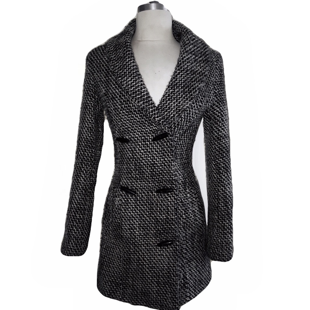 RARE Vans Long Tweed Black White Coat